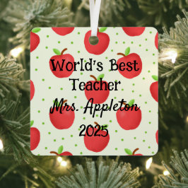 世界最高のの先生Apple Accentsカスタム メタルオーナメント