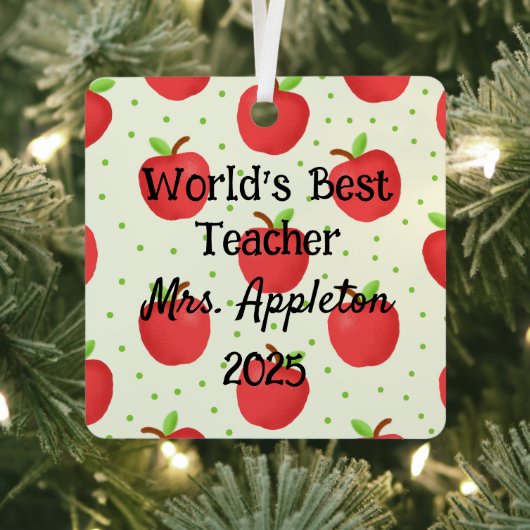 世界最高のの先生Apple Accentsカスタム メタルオーナメント (インサイチュ)