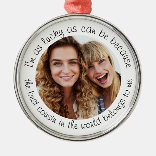 世界最高のの写真ギフトのいとこ メタルオーナメント (正面)