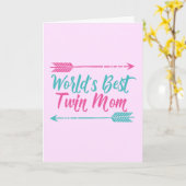 世界最高のの双子の母かわいらし母の日 カード (黄色い花)