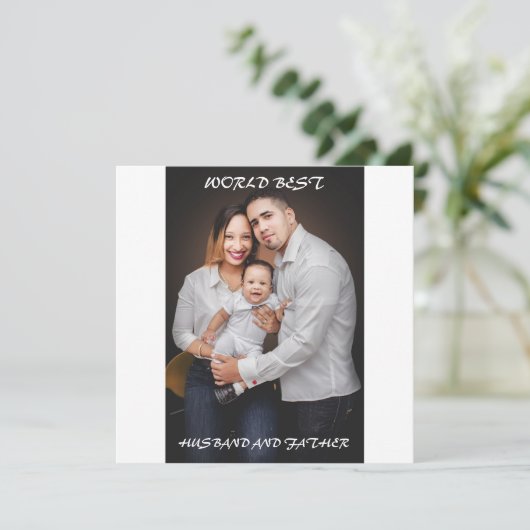 世界最高のの夫と父の写真 カード (スタンド正面)