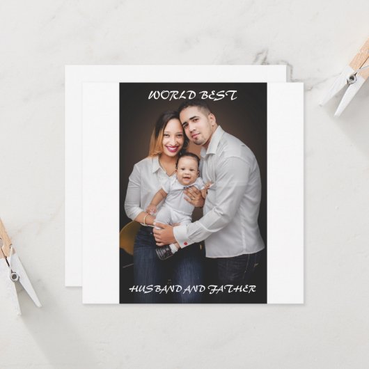 世界最高のの夫と父の写真 カード (正面/裏面インサイチュ)
