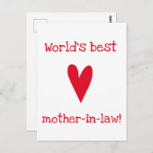 世界最高のの姑！赤いハート母の日 ポストカード (正面/裏面)