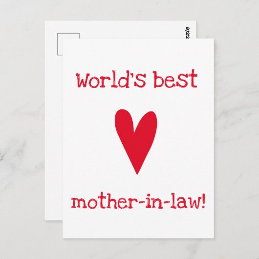 世界最高のの姑！赤いハート母の日 ポストカード (正面/裏面)