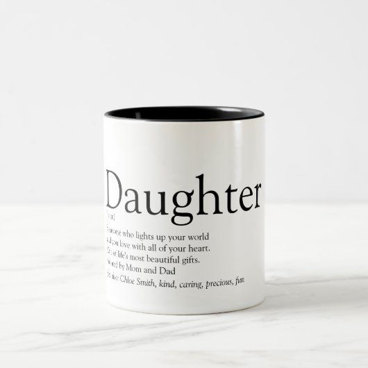 世界最高のの娘定義モダンおもしろい ツートーンマグカップ (中央)