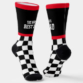 世界最高のの市松模様にパパ国旗 ソックス (傾斜あり)