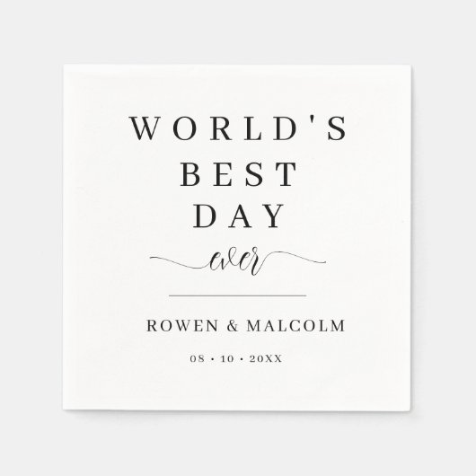 世界最高のの日結婚の スタンダードカクテルナプキン (正面)