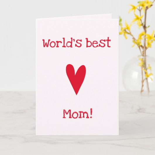 世界最高のの母さん！ |赤いハート母誕生日 カード (黄色い花)