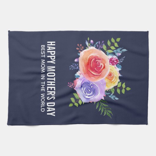 世界最高のの母の日のバラの母 キッチンタオル (横)