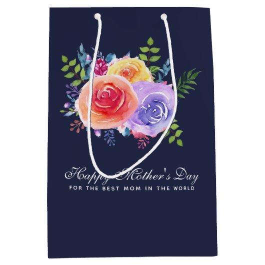 世界最高のの母の日のバラの母 ミディアムペーパーバッグ (正面)