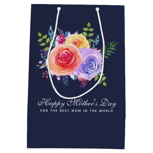 世界最高のの母の日のバラの母 ミディアムペーパーバッグ (裏面)