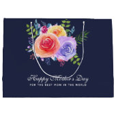 世界最高のの母の日のバラの母 ラージペーパーバッグ (裏面)