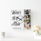 世界最高のの母の日写真広場 スクエア壁時計 (ホーム)