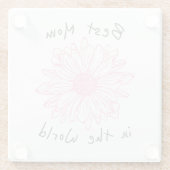 世界最高のの母ピンクのフローラ ガラスコースター (裏面)