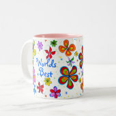 世界最高のの母図解入りの、写真付きの ツートーンマグカップ (正面左)