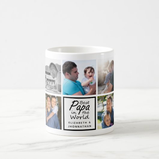 世界最高のの父の日にパパフォトコラージュ コーヒーマグカップ (中央)