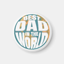 世界最高のの父の日のレトロ地球のパパ マグネット