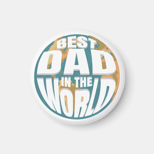 世界最高のの父の日のレトロ地球のパパ マグネット (正面)