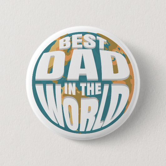 世界最高のの父の日のレトロ地球のパパ 缶バッジ (正面)