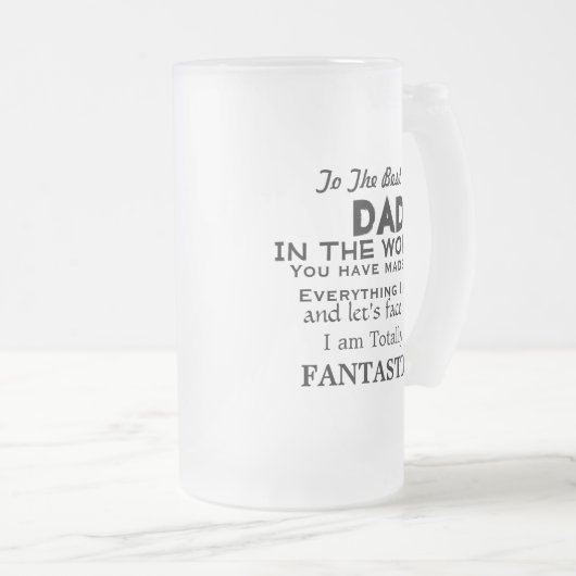 世界最高のの父親のギフトおもしろいのパパ フロストグラスビールジョッキ (正面右)