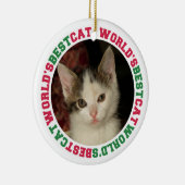 世界最高のの猫の赤い前足のペットカスタム写真 セラミックオーナメント (右)