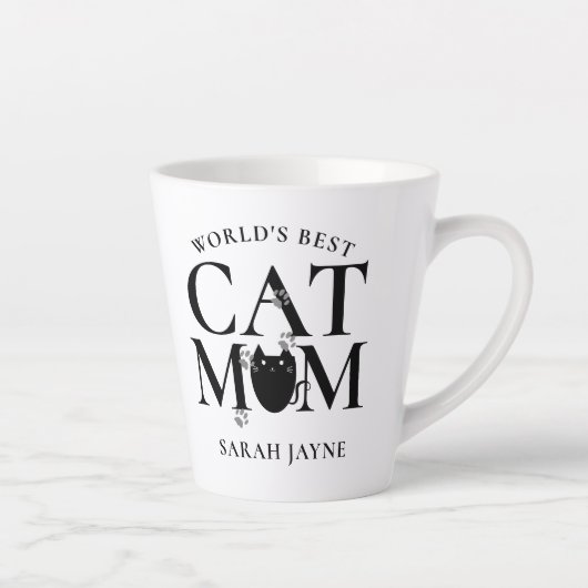 世界最高のの猫母かわいパーソナライズされた カフェラテマグ (右)