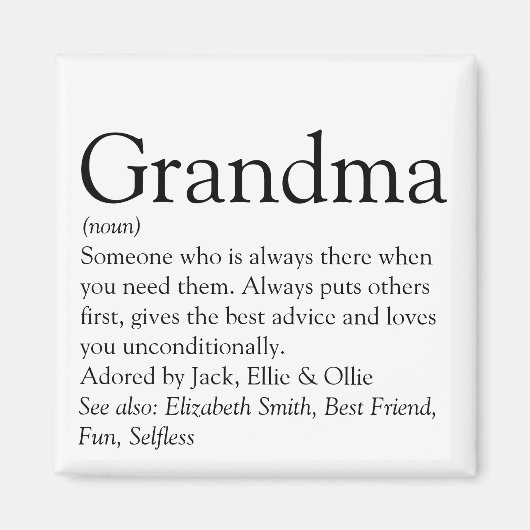 世界最高のの祖母の定義 マグネット (正面)