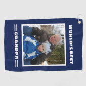 世界最高ののGrandpaカスタム写真パーソナライズされた ゴルフタオル (横)