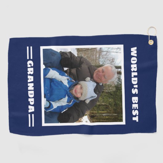 世界最高ののGrandpaカスタム写真パーソナライズされた ゴルフタオル (横)