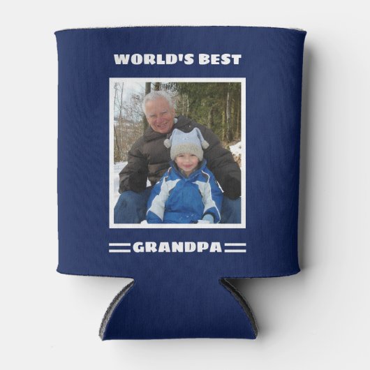 世界最高ののGrandpaカスタム写真パーソナライズされた 缶クーラー (正面)