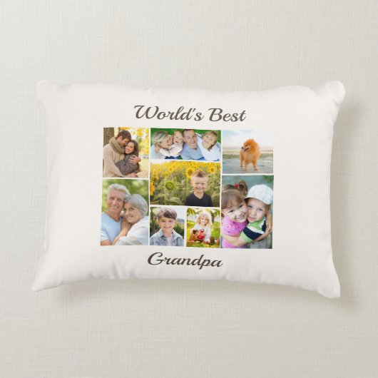 世界最高ののGrandpa 8 Photo Collage アクセントクッション (裏面)