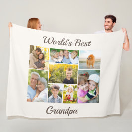 世界最高ののGrandpa 8 Photo Collage フリースブランケット