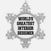 世界最高のインテリアデザイナー スノーフレークピューターオーナメント (正面)