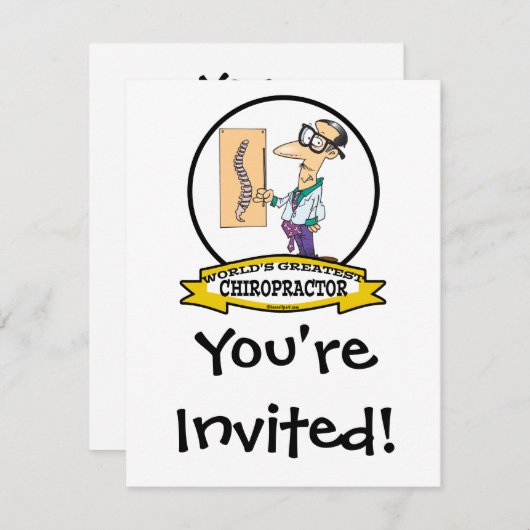 世界最高のカイロプラクター男性の漫画 招待状 (正面/裏面)