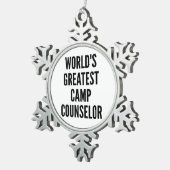 世界最高のキャンプカウンセラー スノーフレークピューターオーナメント (右)