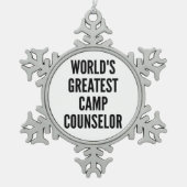 世界最高のキャンプカウンセラー スノーフレークピューターオーナメント (正面)