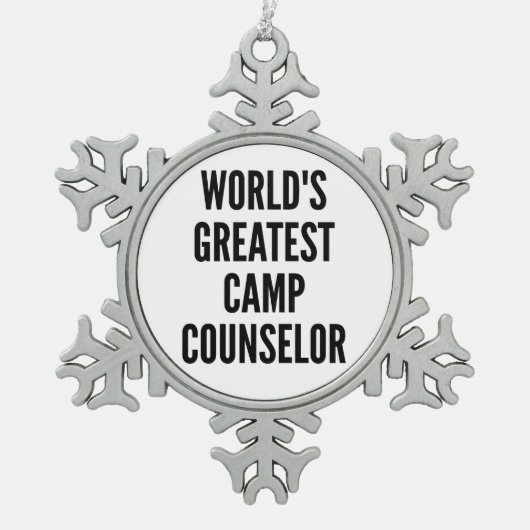 世界最高のキャンプカウンセラー スノーフレークピューターオーナメント (正面)