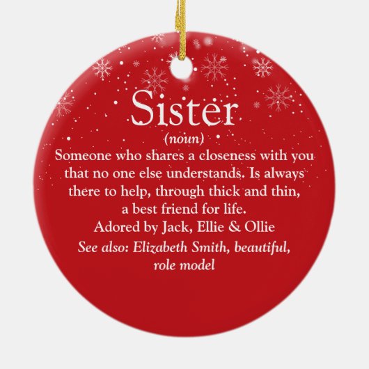 世界最高のクリスマス姉妹の定義 セラミックオーナメント (裏面)