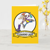 世界最高のクリーニング女性II女性の漫画 カード (黄色い花)