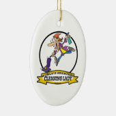世界最高のクリーニング女性II女性の漫画 セラミックオーナメント (右)