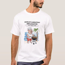 世界最高のグリルマスター パーソナライズカートゥーン Tシャツ