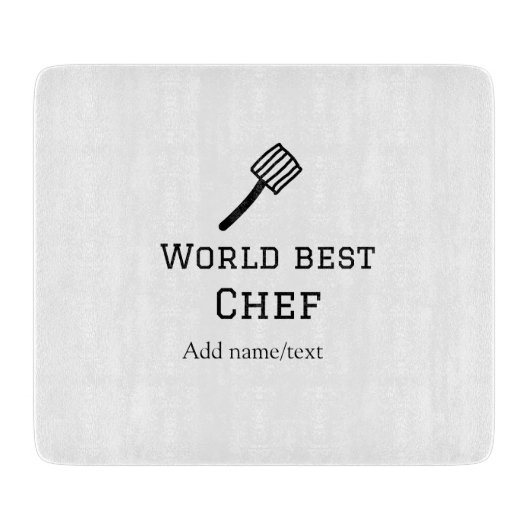 世界最高のシェフ追加ネーム文字料理最高のbarbecu カッティングボード (正面)