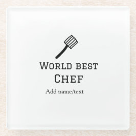 世界最高のシェフ追加ネーム文字料理最高のbarbecu ガラスコースター