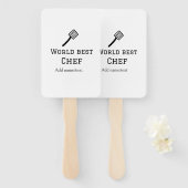 世界最高のシェフ追加ネーム文字料理最高のbarbecu ハンドファン (正面&裏面)