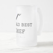 世界最高のシェフ追加ネーム文字料理最高のbarbecu フロストグラスビールジョッキ (正面右)