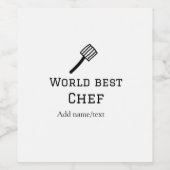 世界最高のシェフ追加ネーム文字料理最高のbarbecu ワインラベル (シングルラベル)