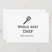 世界最高のシェフ追加ネーム文字料理最高のbarbecu 招待状 (正面/裏面)