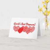 世界最高のステップマム 赤いハートの装飾 カード (黄色い花)