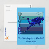 世界最高のダイバーへ 男性用カスタマイズ可能 ポストカード (正面/裏面)