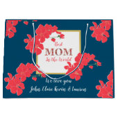 世界最高のティール（緑がかった色）赤金ゴールドさくらんぼブロッサム ラージペーパーバッグ (正面)